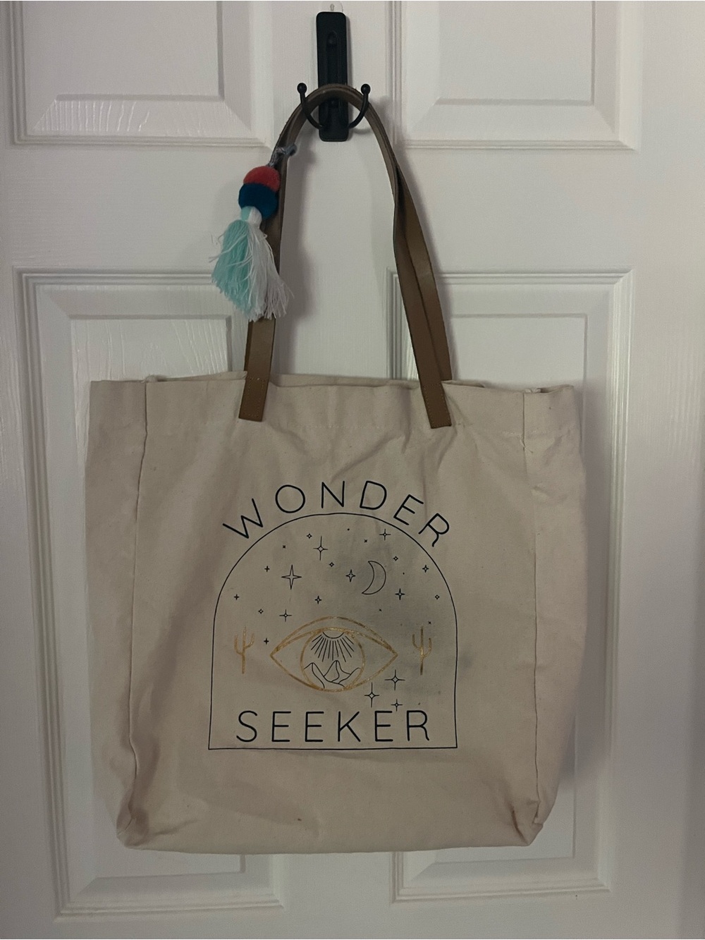 Wonder Seeker Canvas Tote Bag in Natural